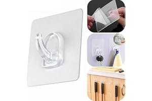 rayinblue 10 PCS Heavy Duty self Adhesive Clear Hooks Clear Waterproof 15kg 33lb Plastic Strong Sticky Hook for Bathroom Kitchen Wall Door Metal, Tiles, Wood, Ceramic to Make Garland
