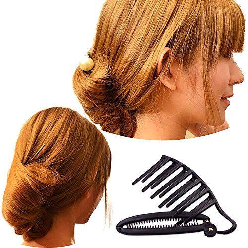 HuntGold 2Pcs Women DIY Fast Styling Volume Insets Hair Clip Boost Comb French Twist Maker
