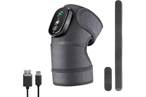 Joyzan Knee Massager, Cordless Heated Knee Support 3 Adjustable Vibration Temperature Knee Brace Heating Massage Wrap Rechargeable Pads with 2 Extension Strips for Elbow Shoulder Muscle Relax Relieve