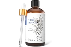 HIQILI HIQlLI Clove Essential Oil for Toothache Pain Relief, 100% Pure & Natural Oils for for Teeth & Gums, Diffuser, Aromatherapy, DIY Candle Making, Face & Hair - 30ML