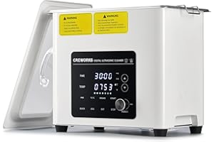 CREWORKS 3L Nettoyeur à Ultrasons Numérique Bac à Ultrasons 120W Chauffage 100W Machine de Nettoyage à Ultrasons Silencieuse Mode Dégazage 7 Niveaux d'Oscillation 3 Modes avec Minuterie