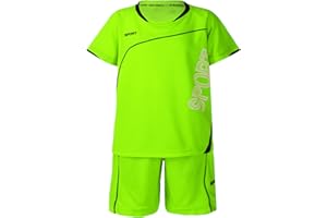 inhzoy Enfant Garçon Ensemble de Sport 2 Pièces Gymnastique Gym T-Shirt Sport Sechage Rapide Manches Courtes Col Rond et Bermuda Short de Sport Jogging Running 7-14 Ans