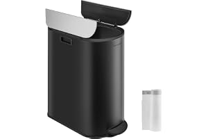 SONGMICS Dubbel kökskorg, 30 L och 20 L dubbelt fack smal soptunna för återvinning och avfall, pedalbehållare med vinglock, b