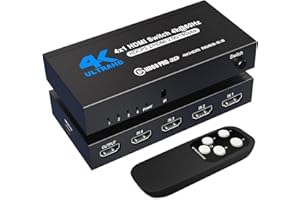 NINGKANGSHENG HDMI Switch 4 in 1 out 4x1 HDMI 2.0 Switch 4K con Supporto remoto Wireless IR 4 in 1 Supporta 4K 60Hz 3D Dolby Vision/Atmos per HDTV Proiettori digitali Home Cinema XBOX PS5/4 Roku Fire Stick