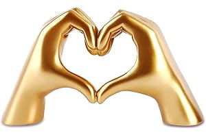 Kityemo Goldene Herz-Hände Skulptur aus Resin – Modernes TV-Regal & Bücherregal Deko, Ästhetische Gold-Dekoration, Wohnzimmer Tischdekoration, Minimalistisches Home Decor, Wandkunst Geschenk