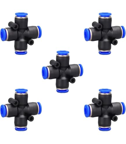 Hilitchi 12 Pcs 15/64" 6mm Od Pneumatic Plastic Push To Connect Fittings Kit Blue 2 Elbows 2 Union Tee 2 Y Spliters 2 Straight Unions 2 Cross Unions 1 Manifold And Hand Valves 6 Mm Combo Pack