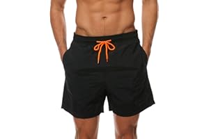 Aisprts Bañador Hombre Bañador Natacion Transpirable de Secado Rápido con 3 Bolsillos Traje de Baño con Forro de Malla y Cordón Ajustable