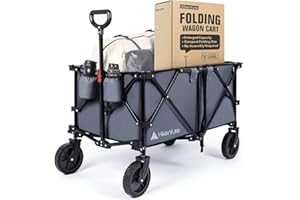 HIKENTURE Festival Trolley 200L Large Capacity, Heavy Duty Camping Trolley Cart with All-Terrain Wheels, Portable Utility Folding Wagon, Collapsible Trolley with Wheels for Beach, Sports, Shopping