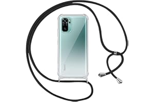 Pnakqil Handykette Hülle für Xiaomi Redmi Note 10 4G/Note 10S 6.43", Handyhülle mit Band Kordel Necklace Schnur Airbag Anti-Fall für Redmi Note 10S Weich Silikon Cover mit Kette zum umhängen, Schwarz