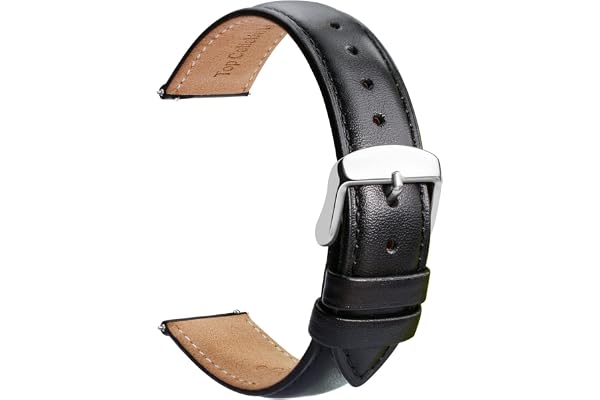 TStrap Montres Bracelets Cuir 20mm - Remplaçable Souple Marron à Dégagement Rapide - Bracelet de Montre intelligente pour Hommes Femmes avec Boucle à Ardillon - 14mm 16mm 18mm 19mm 21mm 22mm 23mm 24mm