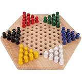 Halma, Chinese Checkers, Holzbildungs Brett Spiele for Kinder Klassische Halma Halma Set Strategie Family Game Pieces
