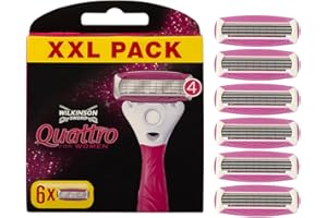 Wilkinson Sword Intuition Quattro Smooth Shave Rasierklingen, Damenrasur, Hauch von Aloe vera, Rasierer für die alltägliche Rasur, 6 Stück