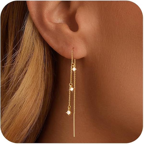 Orecchini a bottone con catena a sfere satellitari in argento sterling