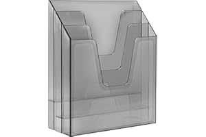 Acrimet Organizzatore Porta Cartelle Verticale a Triplo Scomparto, Separatore per File (Plastica) (Colore Fumo)