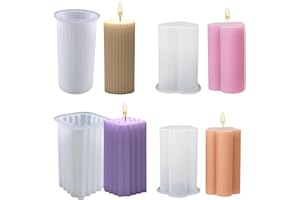 VODDKIS 4 pièces Kit de moules à bougies en silicone, moules de cire de bougie en silicone 3D DIY, adaptés à la fabrication de savons, de bougies parfumées faites à la main et de décoration artisanale DIY