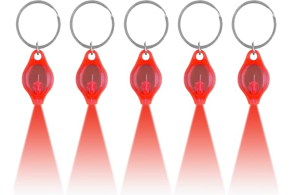 MODOAO LED-nyckelring, liten ficklampa, 5-pack rött ljus minificklampa, multifunktionell nyckelring nödbelysning, bärbar nyck