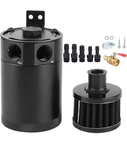 Valve Vidange 2 Ports Récupérateur D'huile CENPEK 750ml - Aluminium Brossé 10AN Avec Valve De Vidange | Pour Moteur Propre Filtre Reniflard 750ml