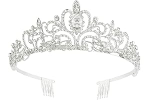 Diadema de cristal Tiara de cristal para mujer Nesloonp Corona con peine de diamantes de imitación Accesorio para el cabello para princesa Fiesta de cumpleaños Fiesta de boda Fiesta
