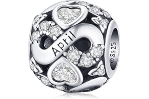 Shining Charm Christmas Valentines Birthstone Charms for Bracelets 925 Sterling Silver Infinity and Heart Bead Charm Jewellery Happy Birthday Gifts for Women Girls