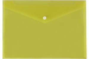 OFFICE CENTRE 12 x Yellow A4 Plastic Stud Popper Wallets Envelope Shaped Office University Paper Storage Filing School