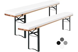 Showgeous 2er-Pack Bierbankauflage Gepolstert für Bierzeltgarnitur Bankauflage 220x25x3cm XL Waschbare Bierbankauflagen Gepolstert Auflage für Biertisch & Partyzeltgarnitur(Weiß,Wasserabweisend)