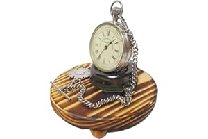 Inkwellinserts Pocket Watch Stand, Rack, Holder, Desk top Display for fob / Pocket Watch with Space for Chain Wood & Ceramic Handcrafted, 14 x 115 x 90 mms