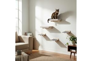 WOOWOOD® 2 x ścianka wspinaczkowa dla kotów – 2 x schody ścienne dla kotów [pełne drewno] – drapak ścienny – hamak dla kota – drzewo do drapania ścienne – meble dla kotów – ściana dla kotów – zestaw