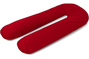 A ATH COLLECTION Funda de almohada de embarazo de 9 pies, 12 pies, en forma de U, con cremallera, para lactancia, apoyo y almohada de maternidad para mujeres embarazadas solo (12 pies, rojo)