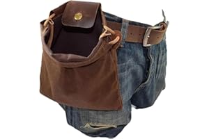 Asenie Foraging Bag Waxed Canvas Collapsible Outdoor Camping Foraging Pouch Mushroom Storage Water Resistant Leather Bushcraft Belt Tinder Dump Pouchs Brown for Travel Camping Hiking Bag Only