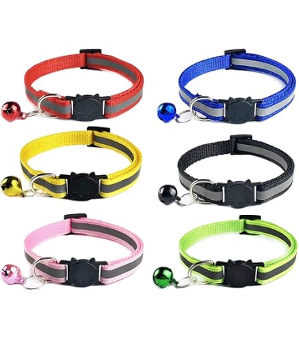 Collier Pour Chat Avec Clochette, Boucle Sécurité, Réglable 20-30 Cm, En Polyester Marron, Cadeau Félin
