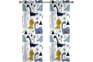CTQTZ Tende oscuranti a forma di dinosauro, con occhielli, 264 x 240 cm (larghezza x altezza), set da 2 tende per decorazione della cameretta dei bambini