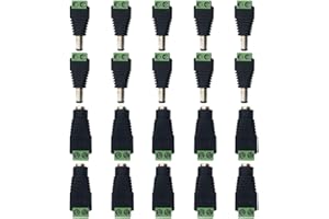 GTIWUNG 20pz Connettore DC Attacco Maschio Femmina, Connettori di Alimentazione DC, Barrel Power Jack Adattatore 12V per CCTV Security Camera DVR e LED Strip Light
