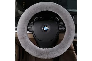 Sisha-A Wool Car Steering Wheel Cover 100% Natural Wool Steering Wheel Protector, Fluffy Warm Durable and High Elasticity Suit for Steering Wheel Size 14.5-16 inches