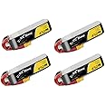 TATTU 4 Packs 450mAh 7.4V 75C 2S LiPo Battery Pack with XT30 Plug - Long Size for H Frame and BETAFPV 2S Whoop
