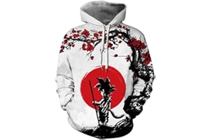 Leezeshaw Unisex Hoodies 3D Goku Super Saiyan Print Pullover Hoodie Sweatshirt with Kangaroo Pocket
