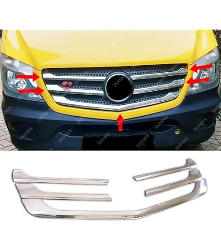 Garnitures ABS Chromé W906 2006-2018 Garnitures Capot Sprinter W906 2006-2018 - Lot De 2 - ABS Chromé - Facile à Coller Accessoire Mercedes Sprinter ABS