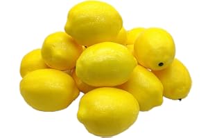 Aisamco 15 Stück Künstliche Zitronen 10cm x 7cm Kunstfrüchte Künstliche Gelbe Zitronen Schaum Zitrone für zu Hause Küche Gefälschte Obstschale Zitronen Kranz Girlande Dekoration