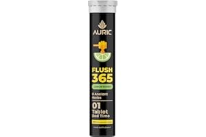 Auric Flush365 Effervescent 20 Tablets with Triphala, Isabgol, Castor Oil & Senna | Honey Lemon Flavor | Plant-Based Supplement