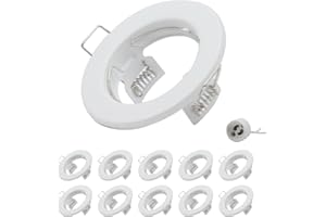 COOINJOY 10x Modern GU10 Downlights for Ceiling, Round Matt White Metal Frame for Recessed Ceiling Lights, External Dimensions: 80mm, Cut-Out Hole Size:60-80 mm…