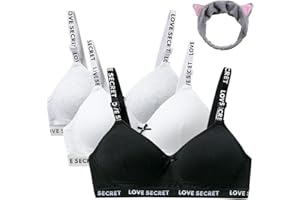 Sunvivid Teenager Mädchen BH 3er Baumwolle Sport Softbra Bralette Ohne Bügel Nahtlose Gepolsterte Unterwäsche mit abnehmbaren Pads für 12-18 Jahre Kinder und Damen
