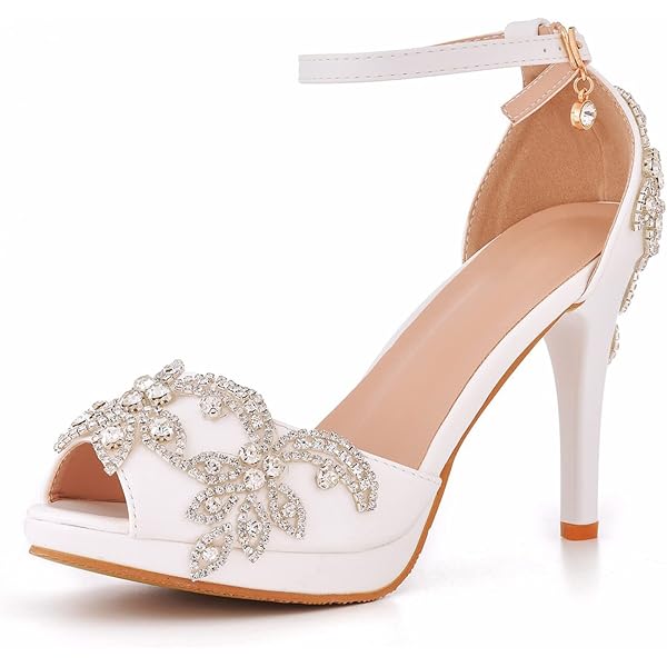 Sandali Con Tacco In Pizzo Per Donna KMKJ | Eleganti Scarpe Da Sposa E Da Ballo Latino (tacco 9.5 Cm)