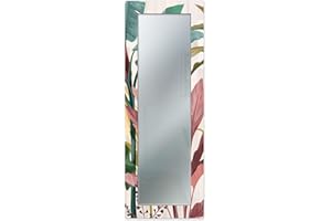 Lupia - Specchio da Parete Moderno MIRROR FANTASY BANANA LEAVES, Specchiera per Camera da Letto, Ingresso, Corridoio, Cornice Legno Stampata, Vetro Cristallo, 44x127 cm