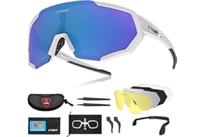 X-TIGER Gafas Ciclismo CE Certificación Polarizadas con 5 Lentes Intercambiables UV 400 Gafas,Corriendo,Moto MTB Bicicleta,Camping y Actividades al Aire Libre para Hombres y Mujeres TR-90
