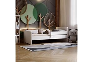 KOBI Letto per bambini Max bianco con ringhiera, materasso, struttura | 160x80 | letto per una ragazza e un ragazzo | set cameretta per bambini |