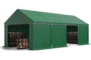 TOOLPORT Carpa almacén 4x8 m PVC 700 N Impermeable Verde Oscuro Carpa de Almacenamiento
