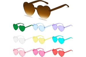 HEAWAA 10 paia di occhiali a forma di cuore senza bordi, stile retrò, trasparenti, a forma di cuore, per feste estive, spiaggia, feste, carnevale, hippie
