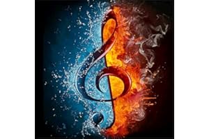 Kreuzstich-Set, 11-fädig, geprägt, Meecaa Musikinstrument, Eisfeuer, Stickset mit Zubehör, vorgedruckt (36 x 36 cm) (Musik)