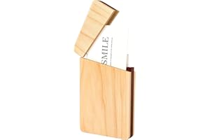 wellhouse Wooden Business Card Holders Wood Business Card Case Name Card Holder Walnut Card Holder with Magnetic Closure Portable(Maple)