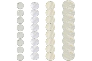 SUNNYCLUE 1 boîte 32 pièces 4 Tailles Pendentifs en Coquille d'eau Douce Naturelle Breloques Rondes Plates Océan Cabochons Perles avec Trou pour Boucles d'oreilles Bracelets Colliers Fabrication
