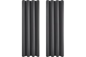 Deconovo Solid Eyelet Blackout Curtains Dark Grey 140x183